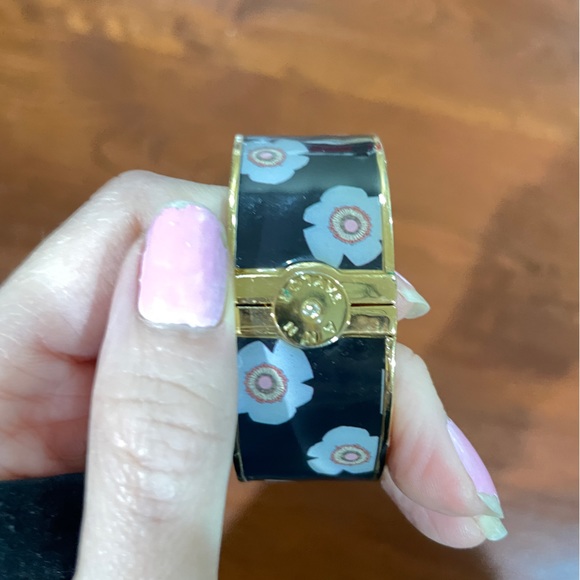 Ann Taylor Gold Navy Floral Wide Bangle - Picture 5 of 5